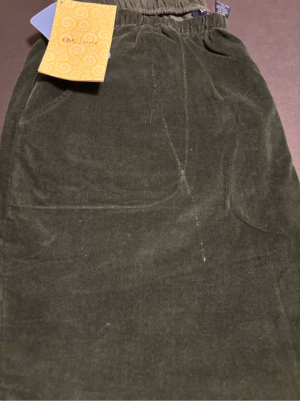 Denim & Co. Grosgrain Women’s 2X Tall Green Corduroy Pull-On Pants NWT QVC